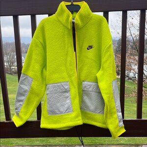 Nike Vibrant neon Yellow Fleece Jacket with Gray Pockets